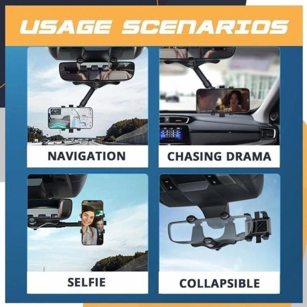 Multifunctional 360 Rear View Mirror Phone Holder - Image 9