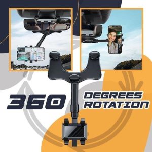 Multifunctional 360 Rear View Mirror Phone Holder