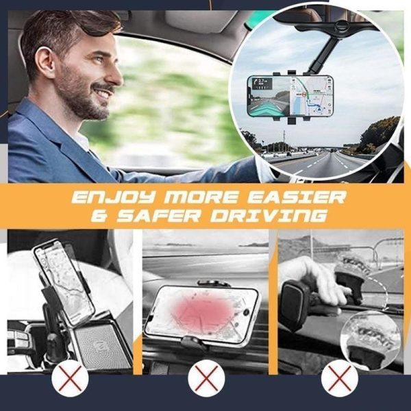 Multifunctional 360 Rear View Mirror Phone Holder - Image 2